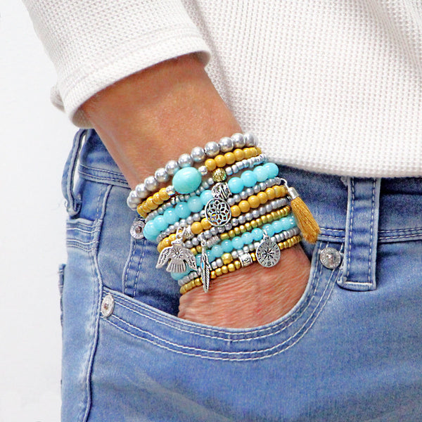 Beaded Bracelets Set of 11 Stretch Bracelets Bohemian Southwestern Themed