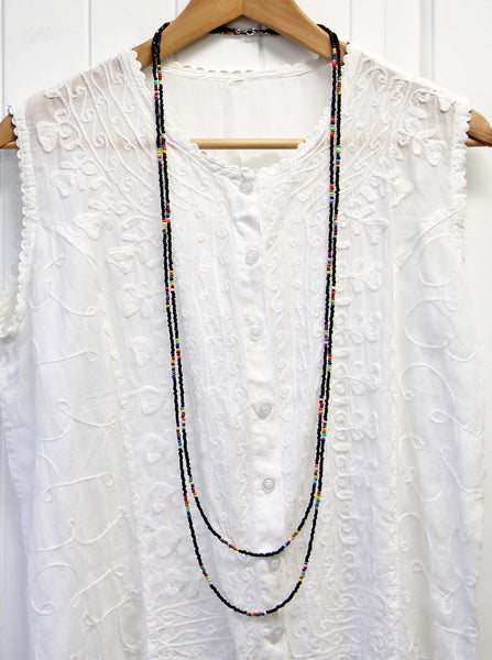 Extra Long Beaded Necklace Bohemian Style Multicolored Beaded Necklace