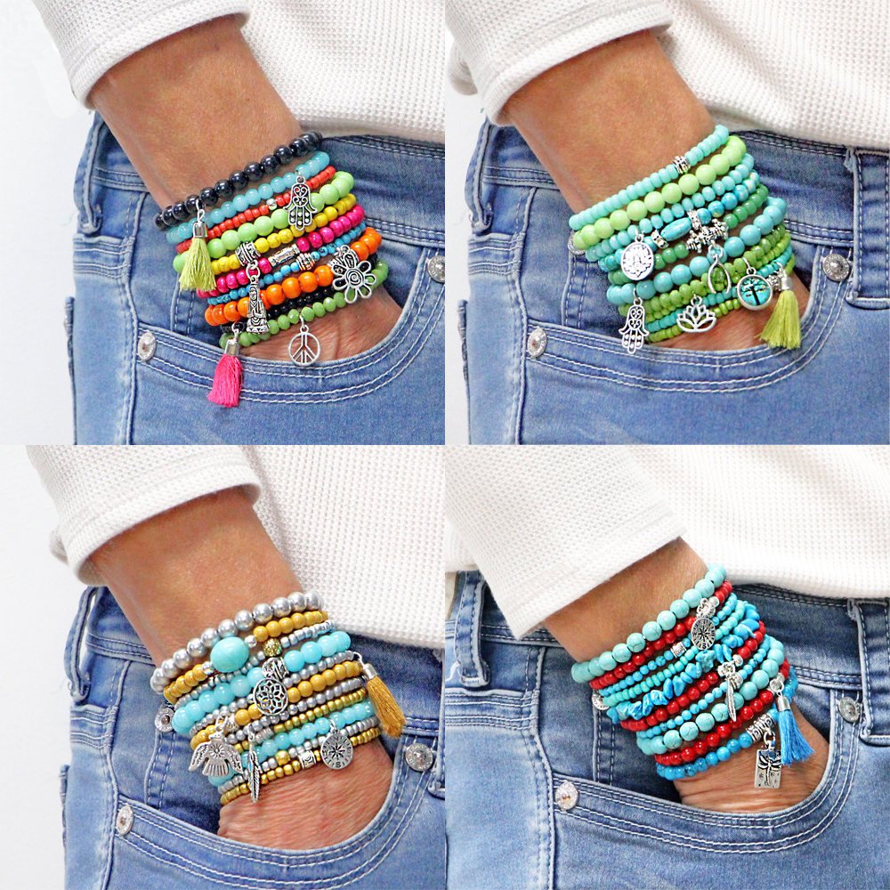 Bright Colored Beaded Stretch Bracelets, Word Bracelets, Bracelet Set, –  Riding on Inspiration