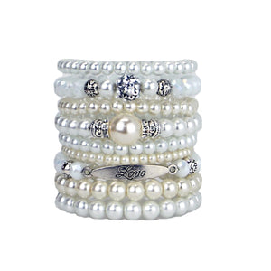 Pearl - Bead Bracelets Set of 9