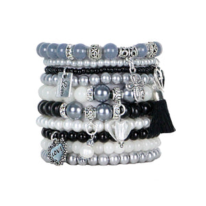 Beaded Bracelets Set of 10 Stretch Bracelets Faith and Love Themed