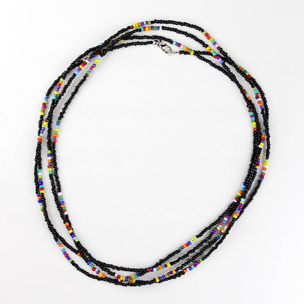 Extra Long Beaded Necklace Bohemian Style Multicolored Beaded Necklace