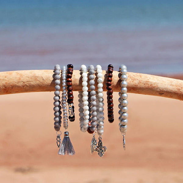 Beaded Bracelets Set of 9 Stretch Bracelets Bohemian Themed