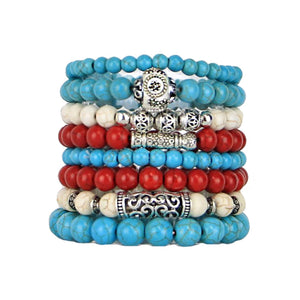 Stacking Bracelets Set, Stretch Bead Bracelet, Southwestern Beaded Bracelet