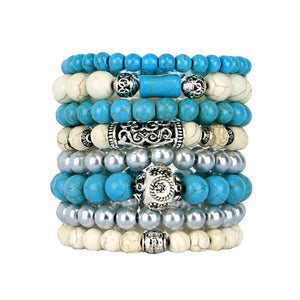 Stacking Bracelets Set of 8 Stretch Beaded Bracelets Calming Zen Tones