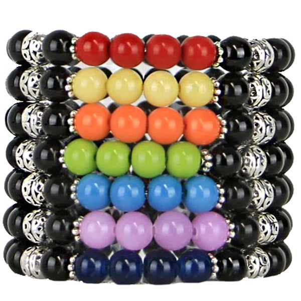 Chakra Bracelets Set of 7 Stackable Stretch Beaded Bracelets Yoga Mediation Jewelry