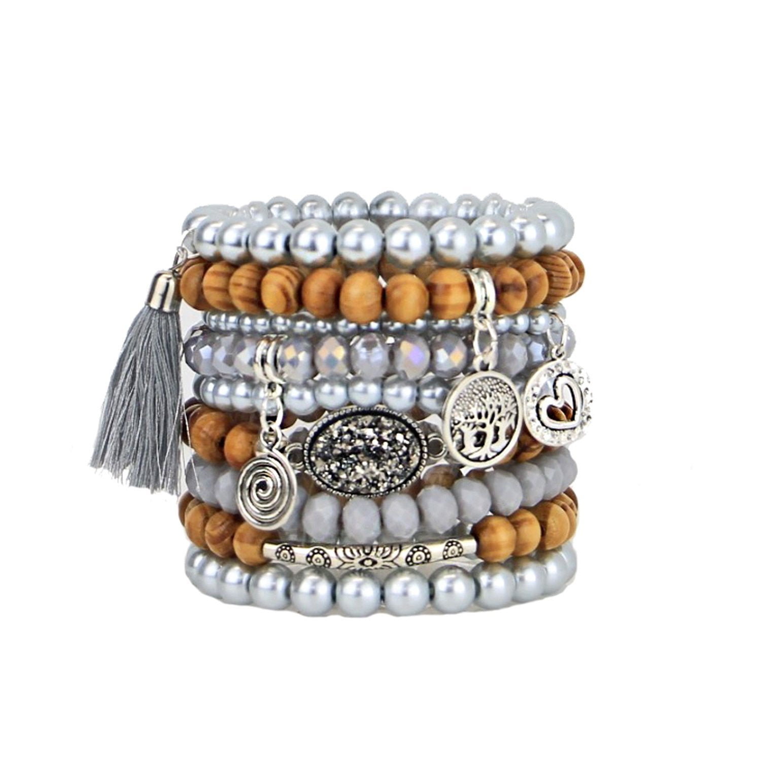 Stacking Bracelets Set of 9 Beaded Bracelets Bohemian Themed