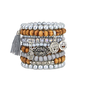 Stacking Bracelets Set of 9 Beaded Bracelets Bohemian Themed